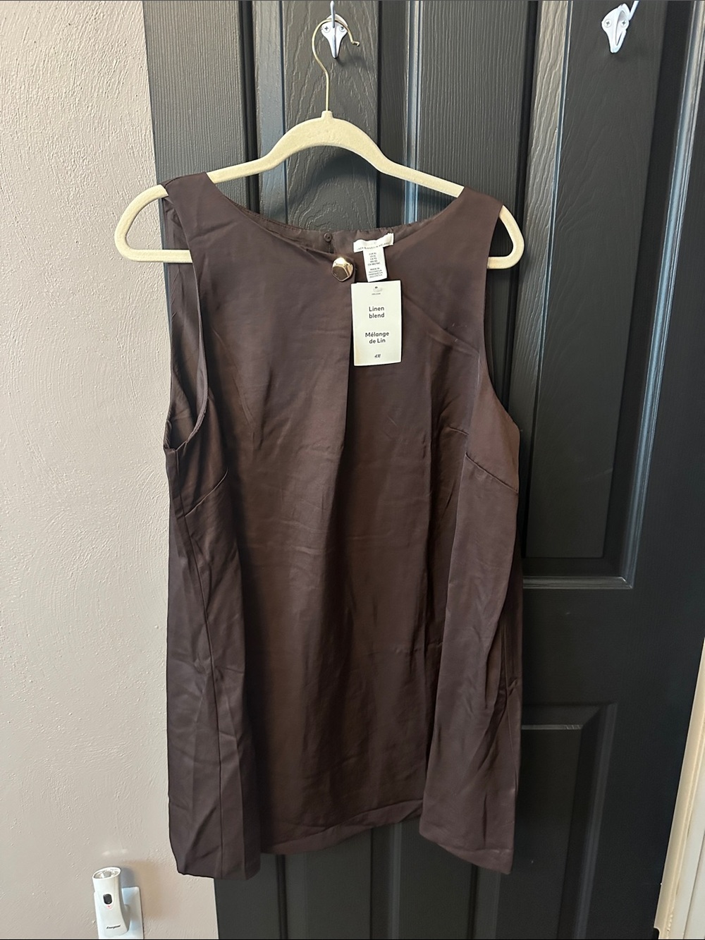 H&M Sleeveless Brown Shift Midi Dress